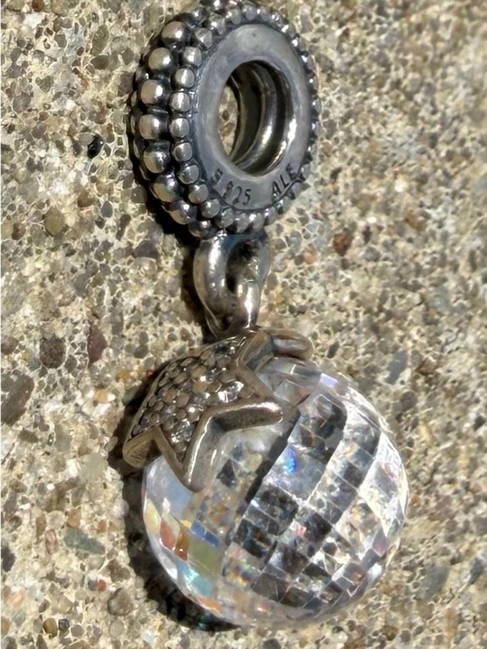 Pandora Silver Star Clear Crystal Dangle Charm